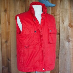 Vintage 90's Eddie Bauer Red Down-Filled Utility Puffer Vest Woman's M